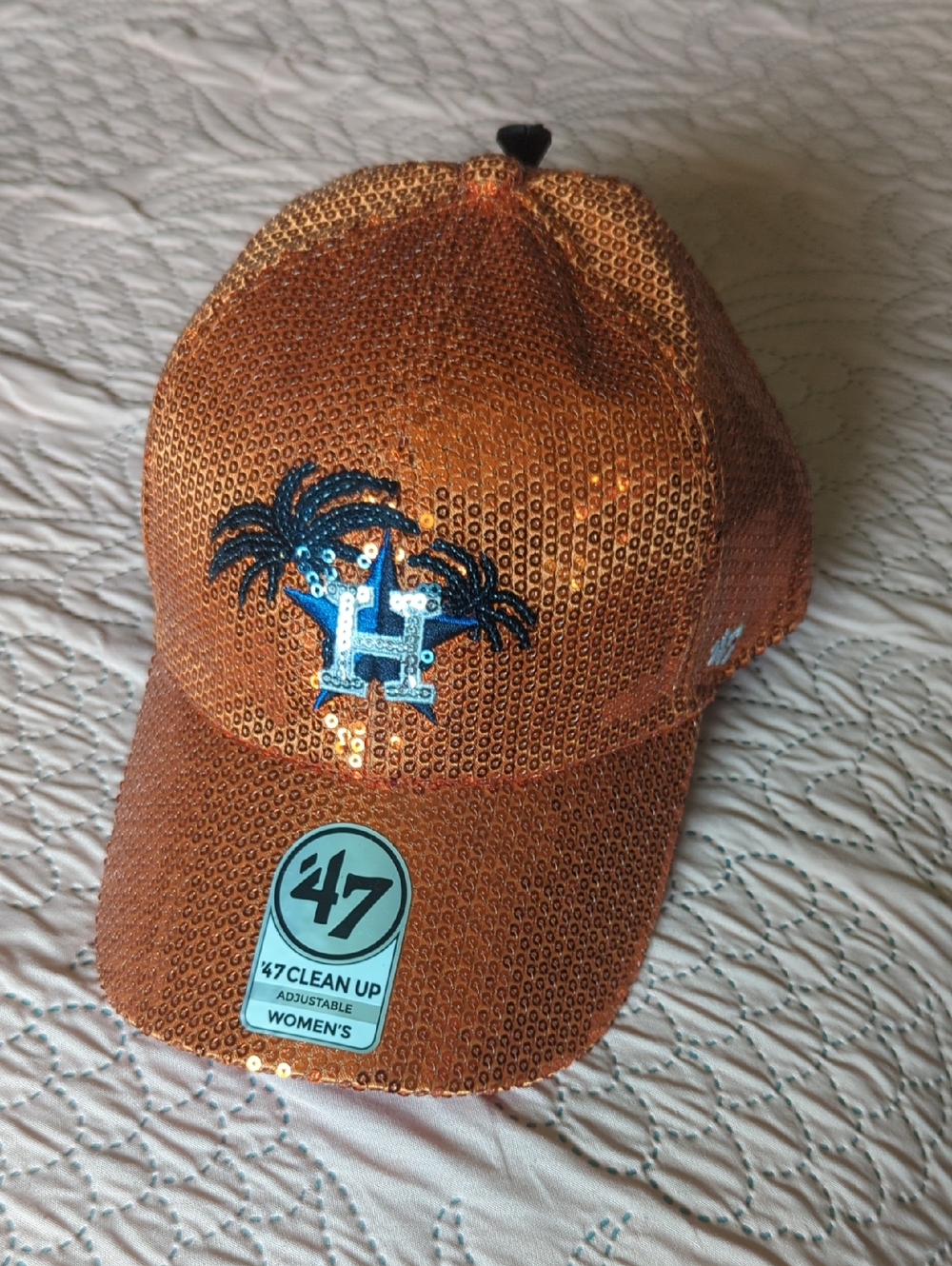 '47 Women's Orange Sequin Cap with Blue Logo